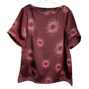 Universal Standard Alice Boat Neck Satin Star Burst Print Silky Blouse 2XS 6/8